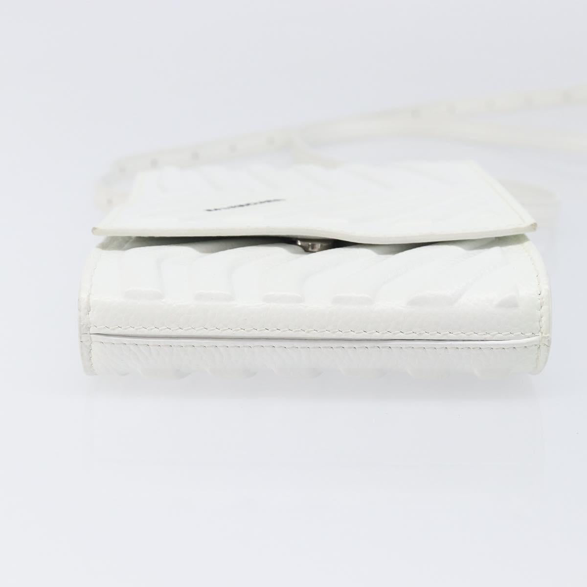 BALENCIAGA Car Phone Holder Bag Leather White Silver 693544 Auth 203426V