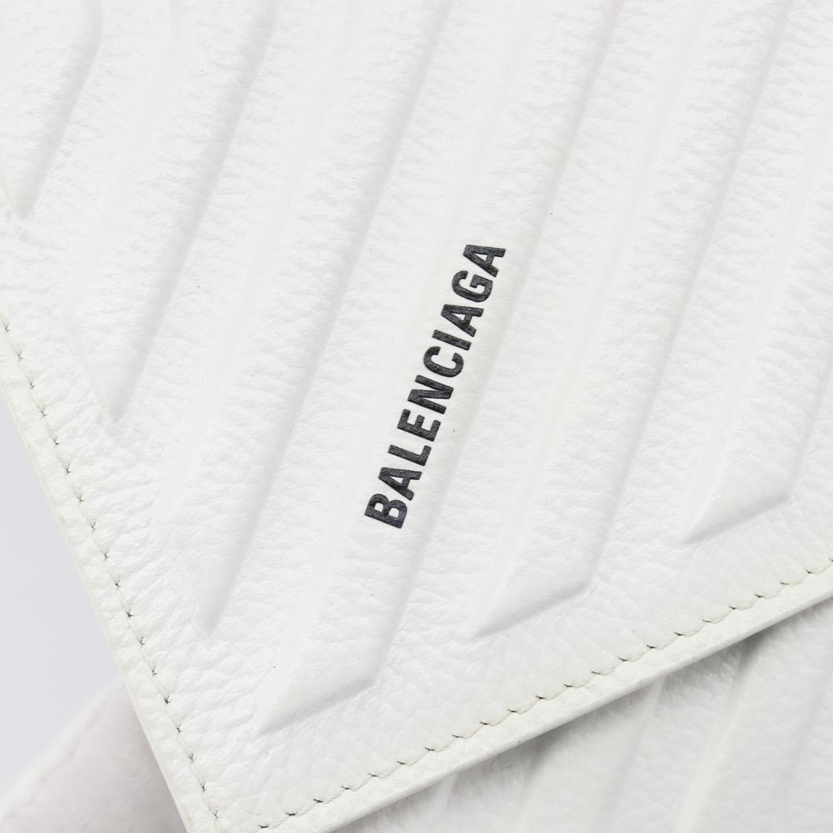 BALENCIAGA Car Phone Holder Bag Leather White Silver 693544 Auth 203426V