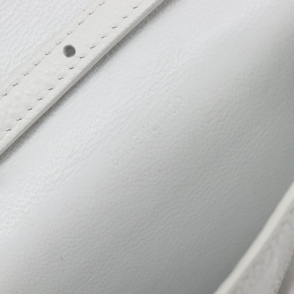 BALENCIAGA Car Phone Holder Bag Leather White Silver 693544 Auth 203426V