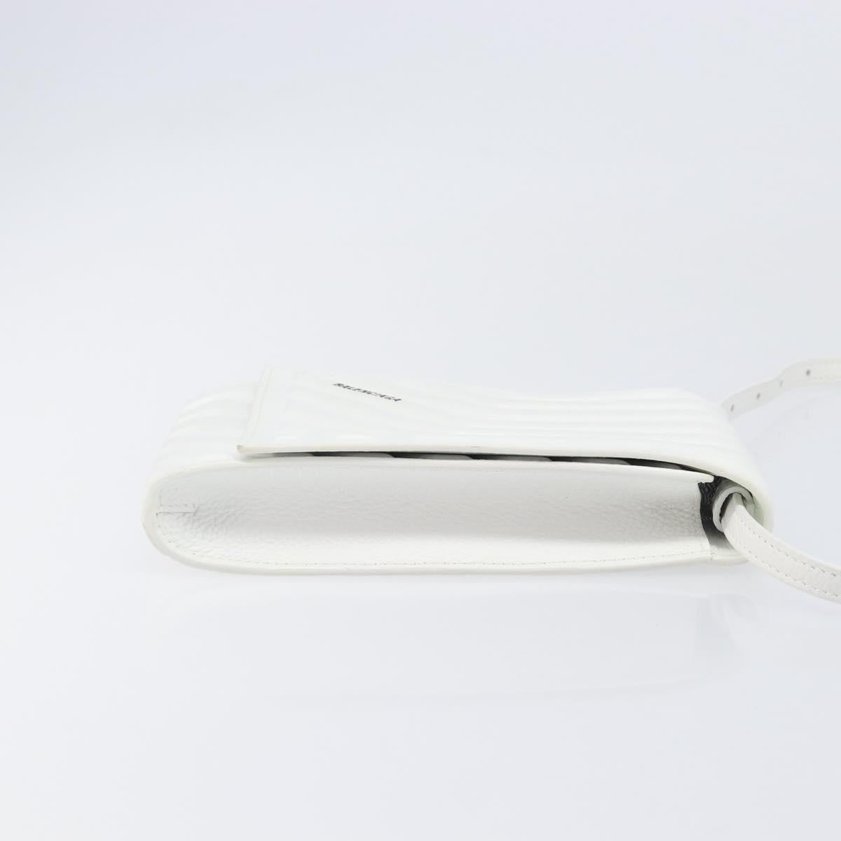 BALENCIAGA Car Phone Holder Bag Leather White Silver 693544 Auth 203426V