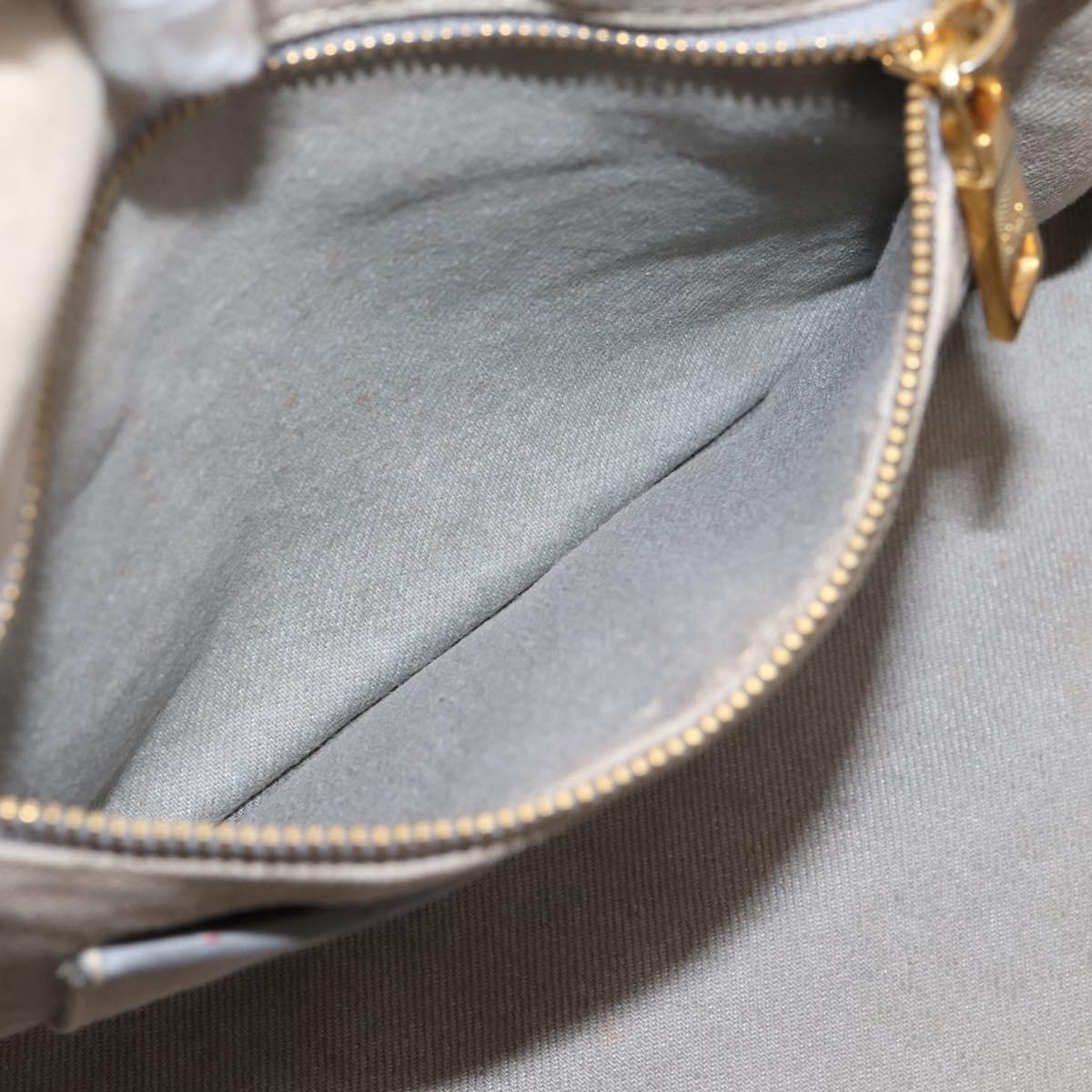 PRADA Canapa MM Hand Bag Canvas Gray Gold Auth 203427