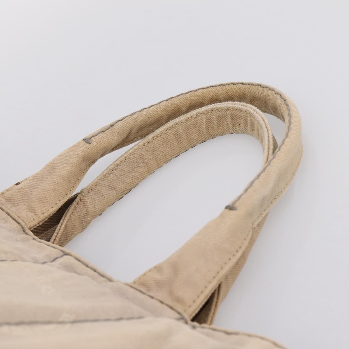 PRADA Canapa MM Hand Bag Canvas Gray Gold Auth 203427
