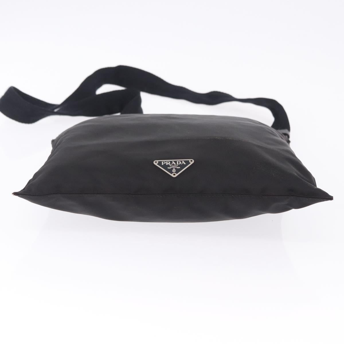 PRADA Shoulder Bag Nylon Black Silver Auth 203431