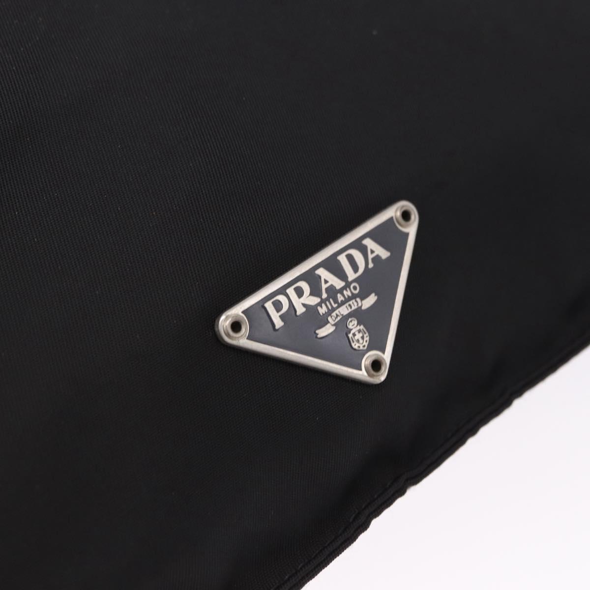 PRADA Shoulder Bag Nylon Black Silver Auth 203431