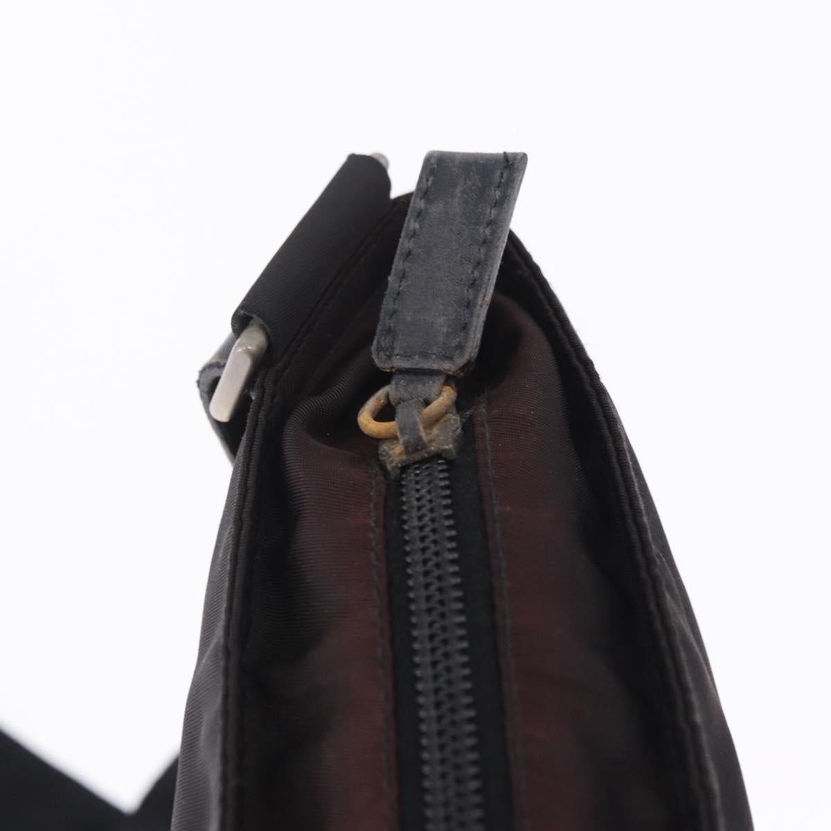 PRADA Shoulder Bag Nylon Black Silver Auth 203431