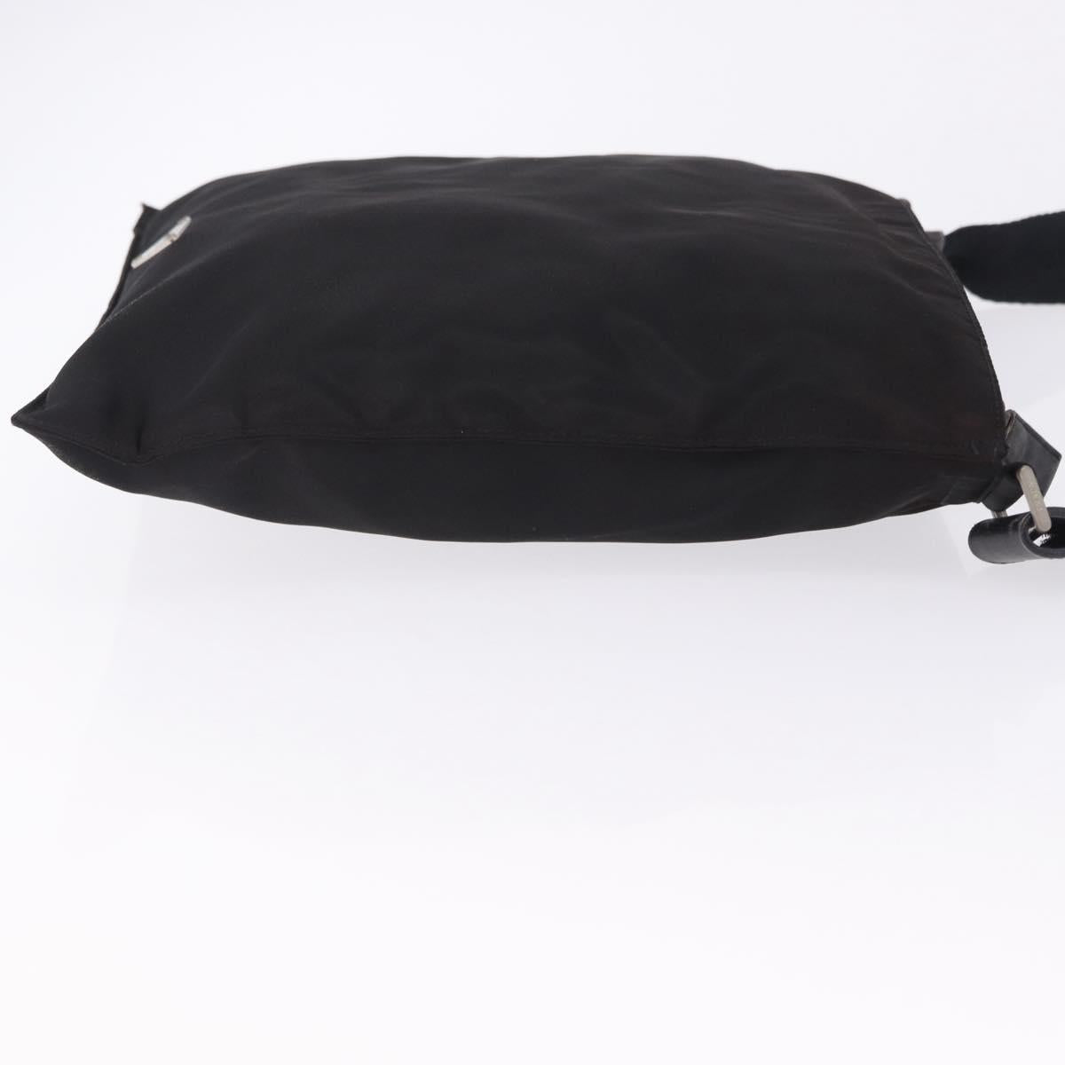 PRADA Shoulder Bag Nylon Black Silver Auth 203431