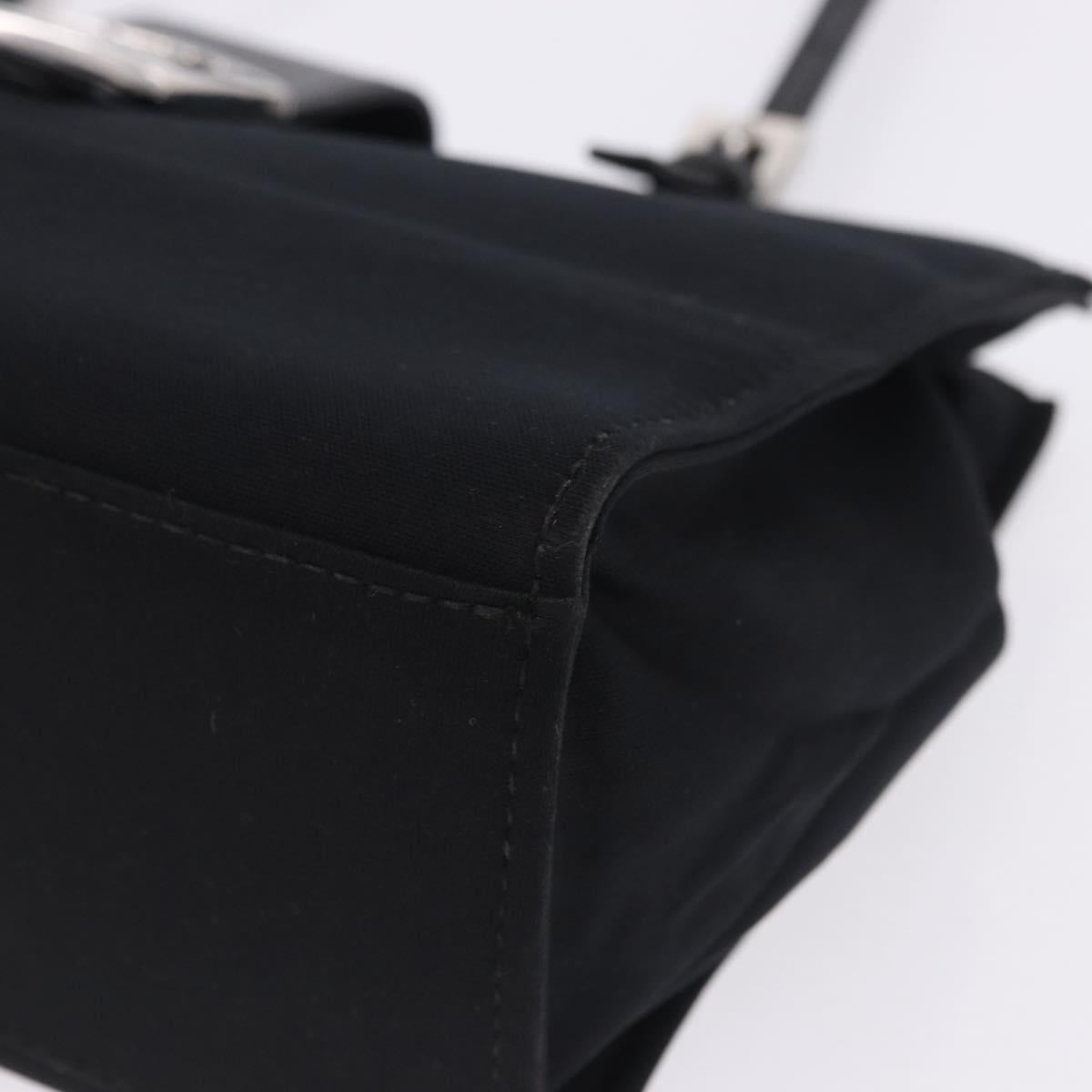 FENDI Mamma Baguette Tote Bag Cotton Jersey Black Silver Auth 203432V