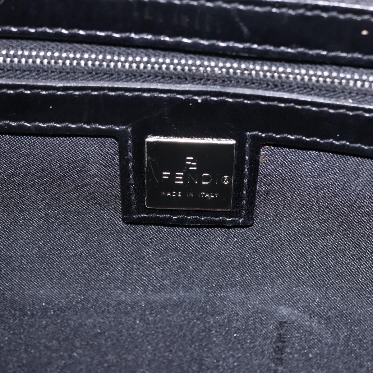 FENDI Mamma Baguette Tote Bag Cotton Jersey Black Silver Auth 203432V