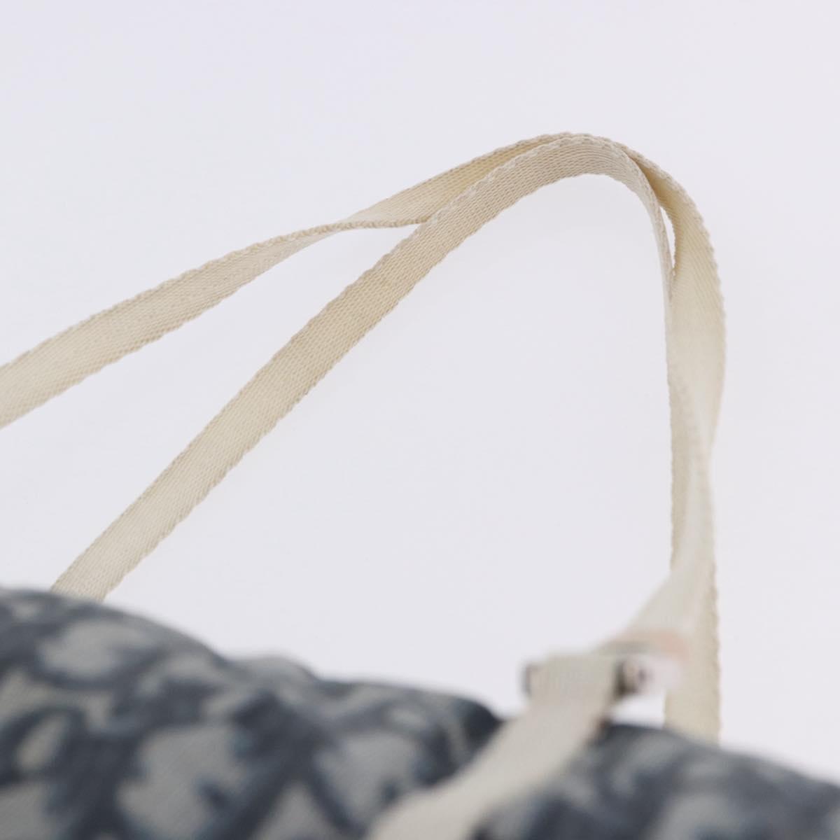 Christian Dior Trotter Canvas Boston Bag Nylon Navy Silver Auth 203434