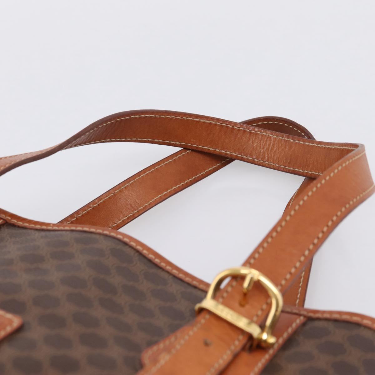 CELINE Macadam Canvas Tote Bag PVC Leather Brown Gold Auth 203435A