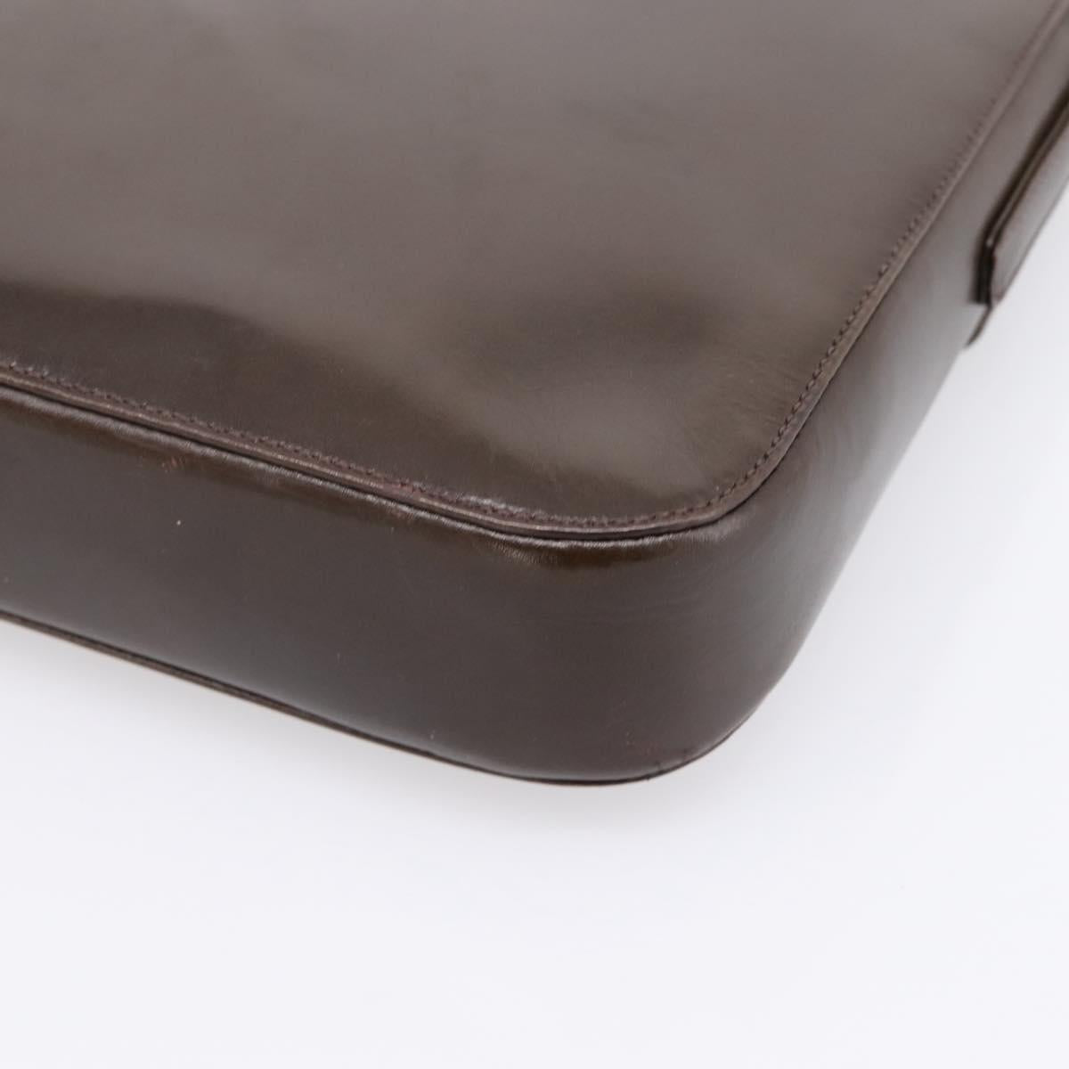 PRADA Shoulder Bag Leather Brown Silver Auth 203436A