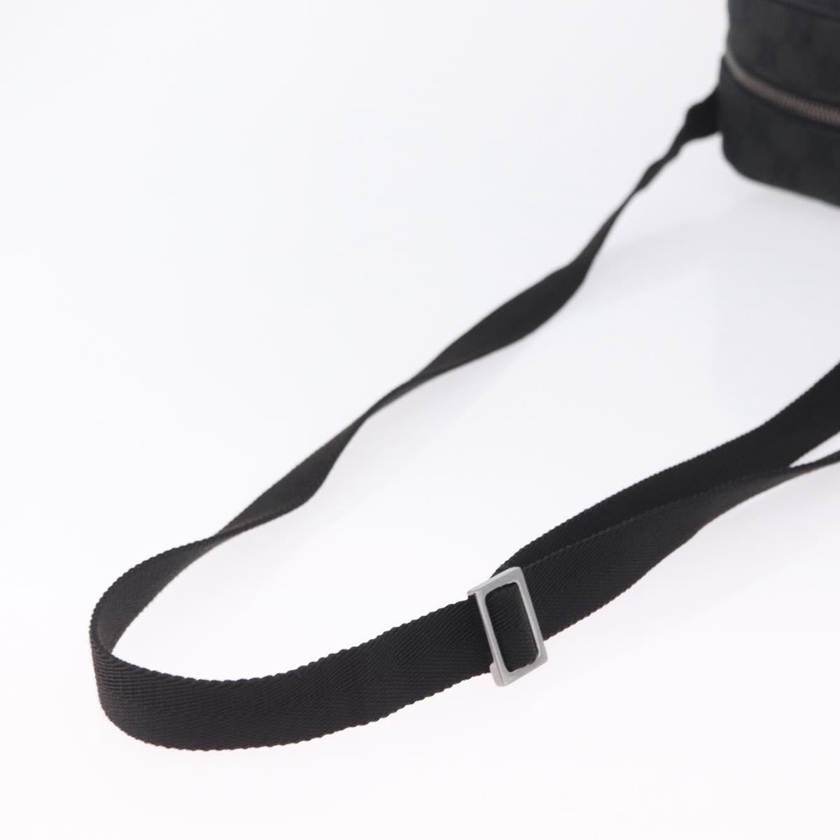 GUCCI GG Canvas Shoulder Bag Black Silver 03136 Auth 203437A