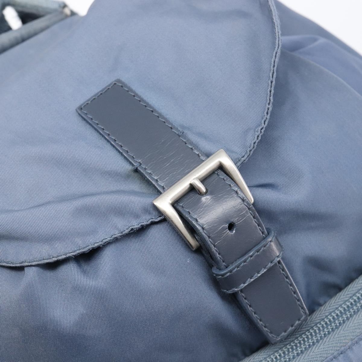 PRADA Backpack Nylon Light Blue Silver Auth 203438
