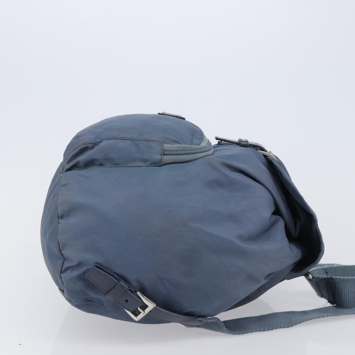 PRADA Backpack Nylon Light Blue Silver Auth 203438
