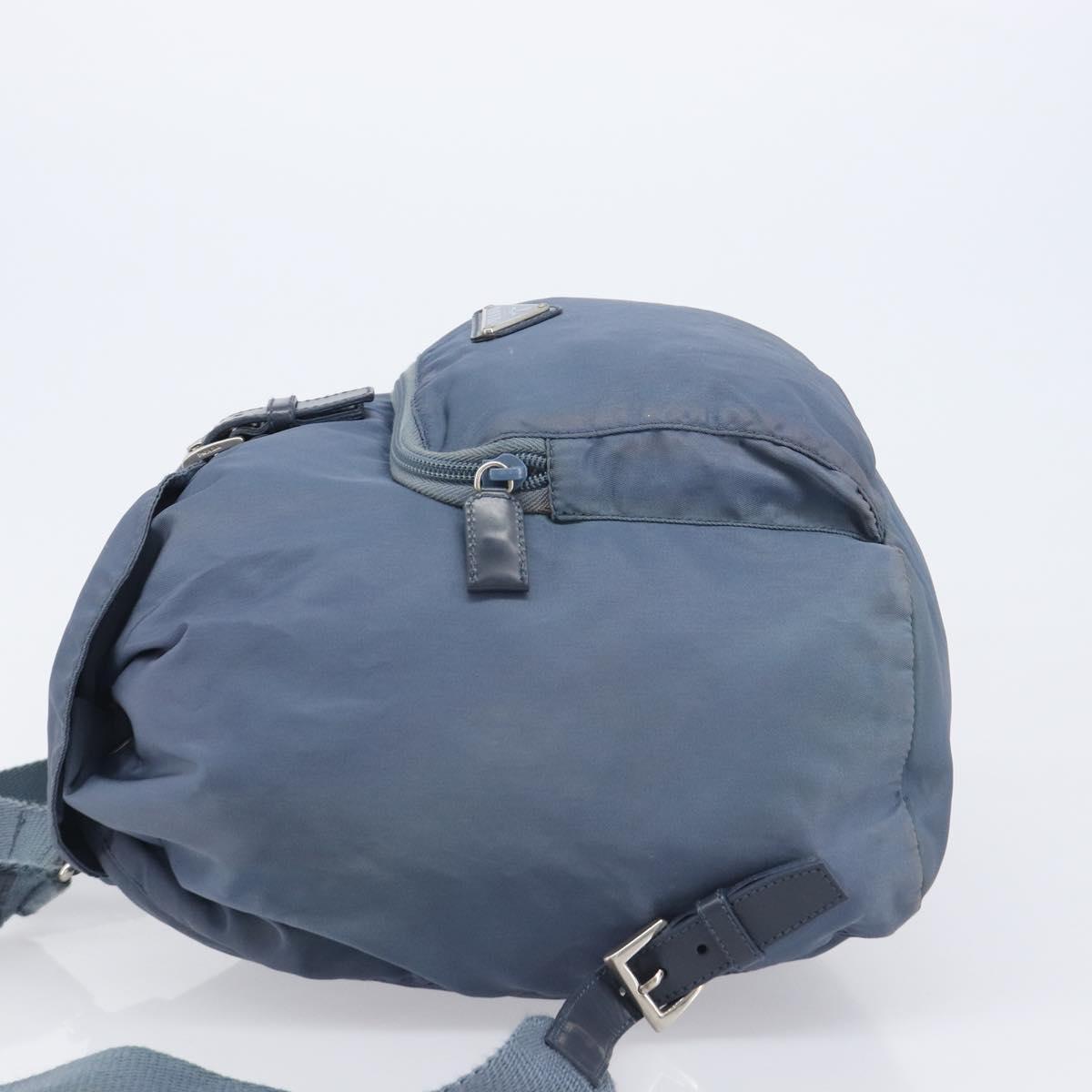 PRADA Backpack Nylon Light Blue Silver Auth 203438