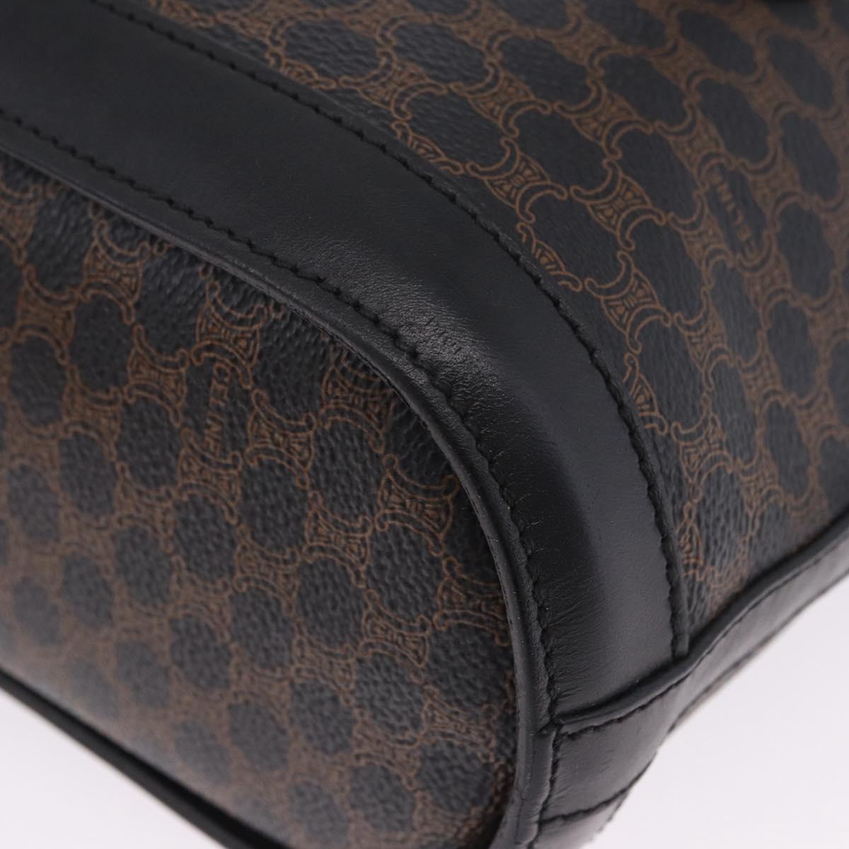 CELINE Macadam Canvas Tote Bag PVC Leather Black Gold Auth 203439V