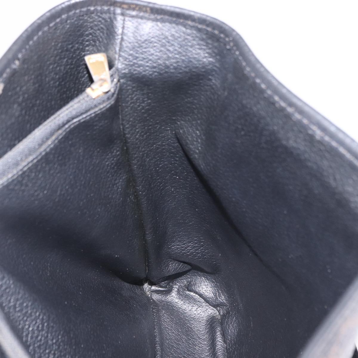 CELINE Macadam Canvas Tote Bag PVC Leather Black Gold Auth 203439V