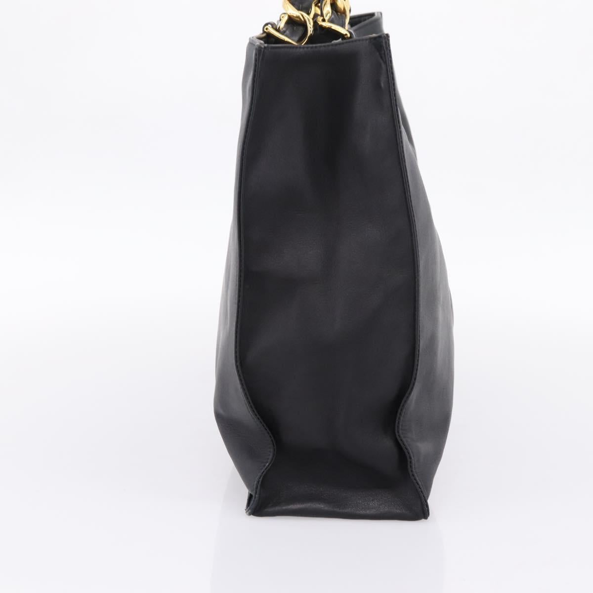 CHANEL COCO Mark Chain Shoulder Tote Bag Leather Black Gold CC Auth 203441V