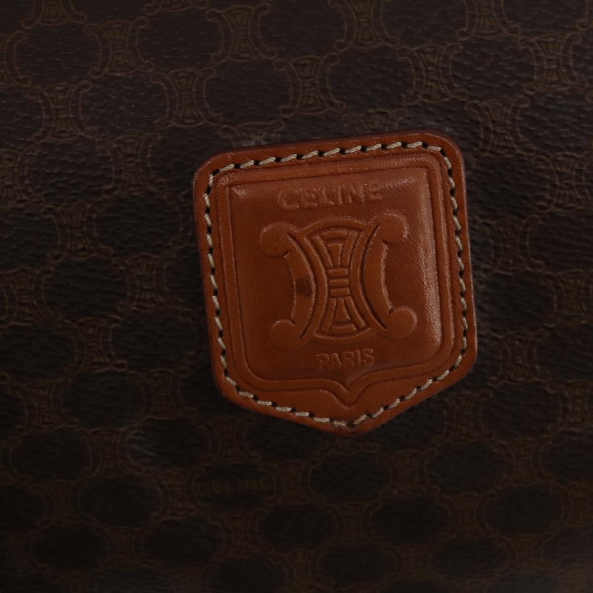 CELINE Macadam Canvas Boston Bag PVC Leather Brown Gold Auth 203442V