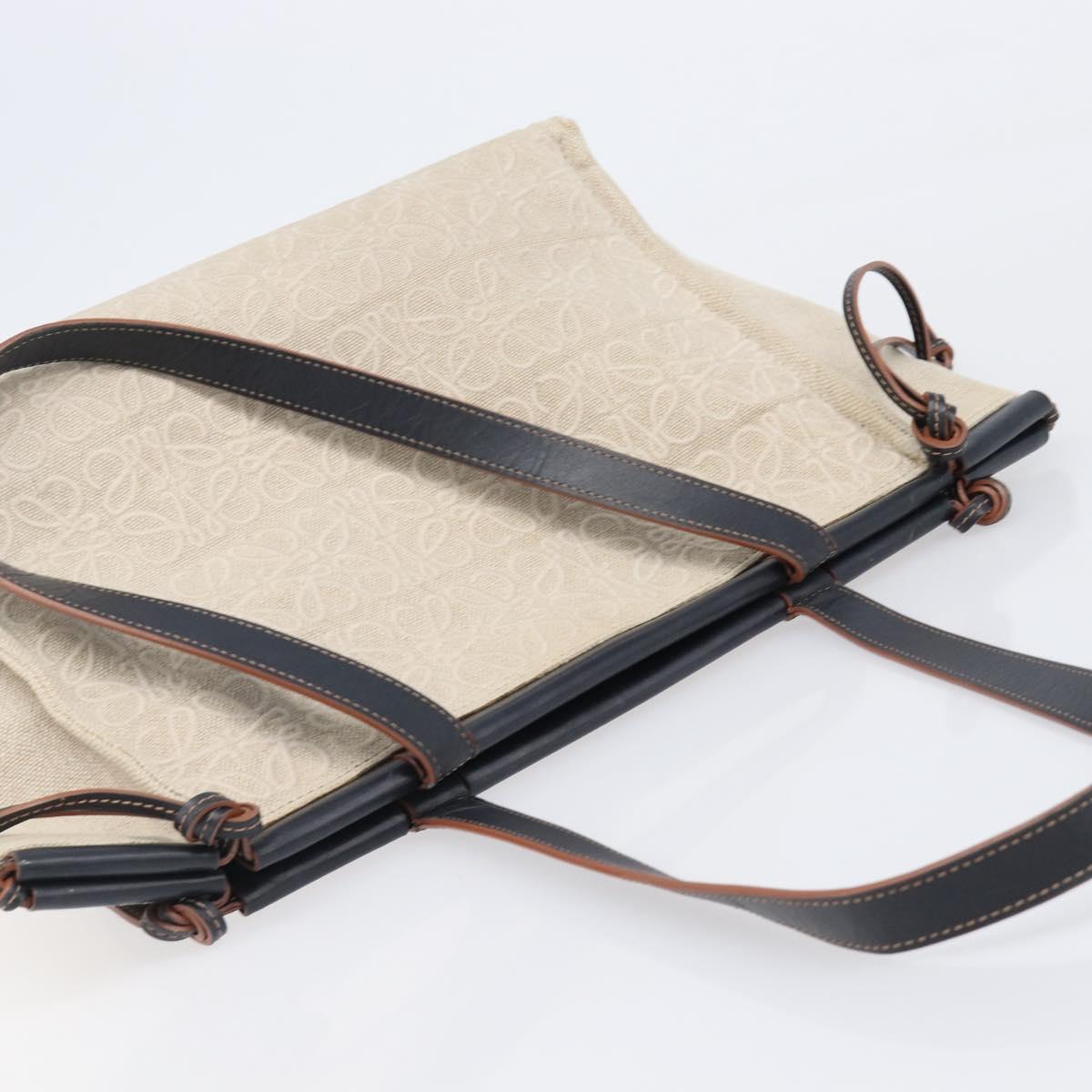LOEWE Cushion Tote Bag Canvas Beige Auth 203445V