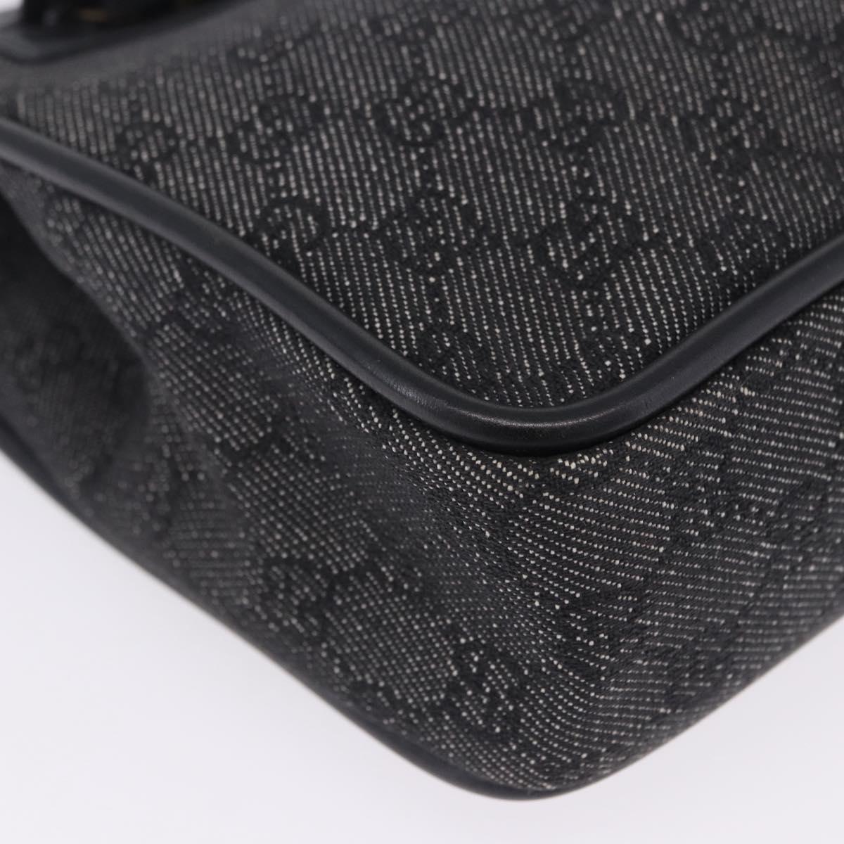 GUCCI GG Canvas Tote Bag Black Gold 92730 Auth 203446V
