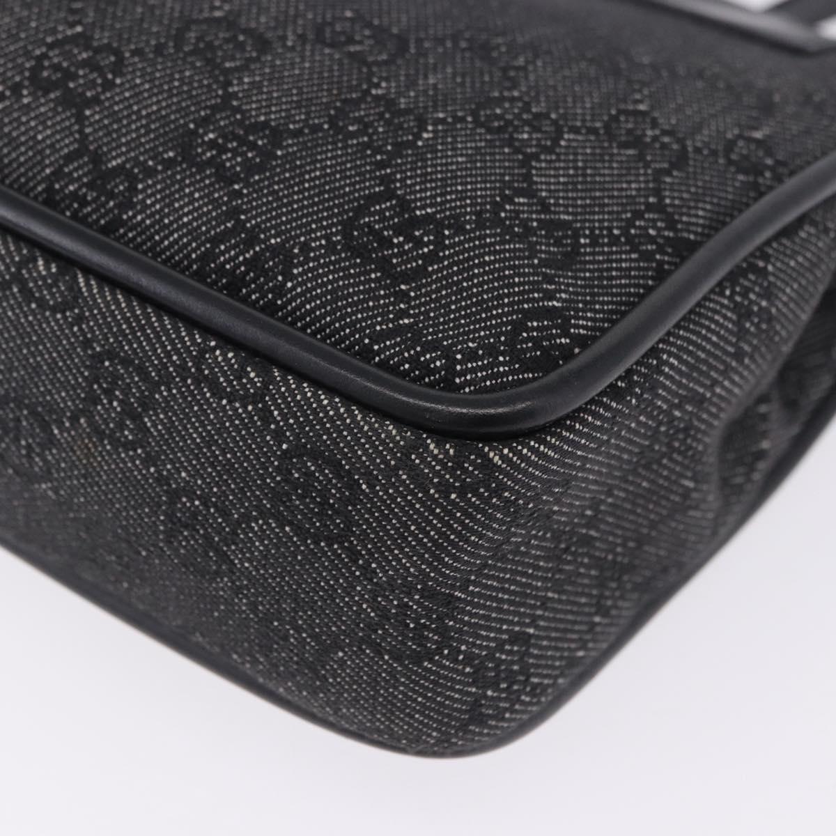 GUCCI GG Canvas Tote Bag Black Gold 92730 Auth 203446V