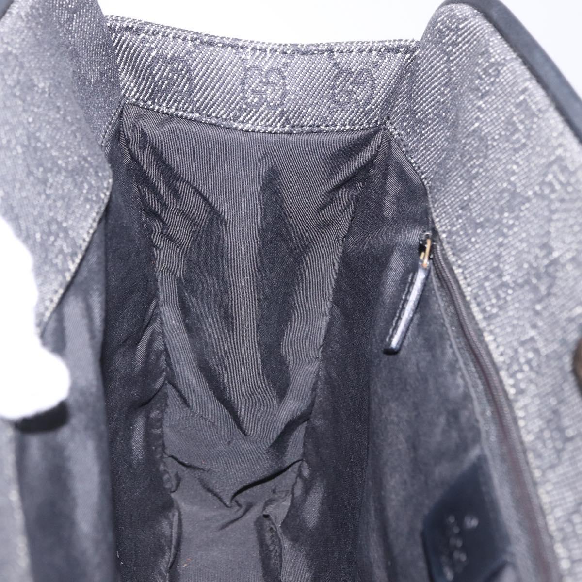 GUCCI GG Canvas Tote Bag Black Gold 92730 Auth 203446V