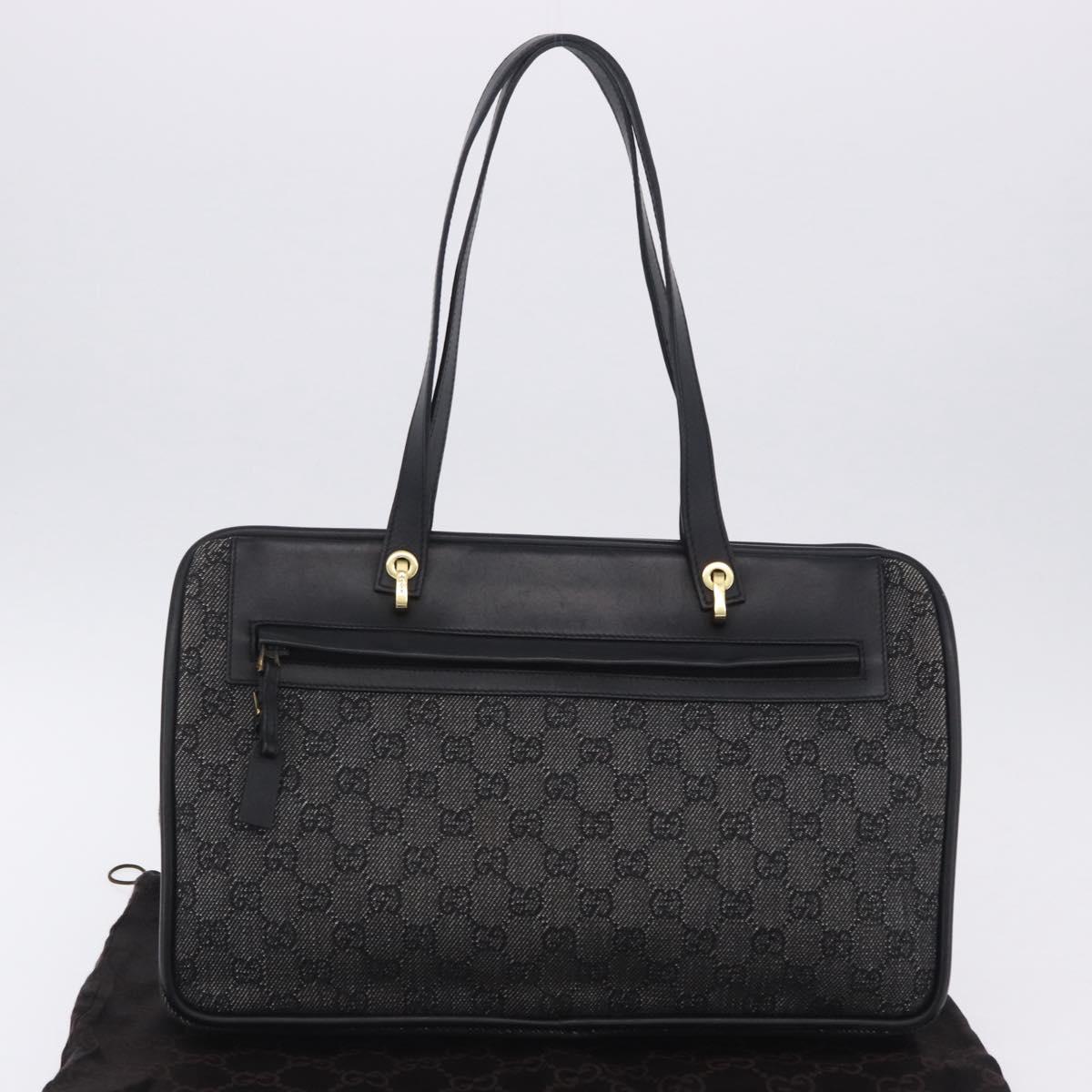 GUCCI GG Canvas Tote Bag Black Gold 92730 Auth 203446V