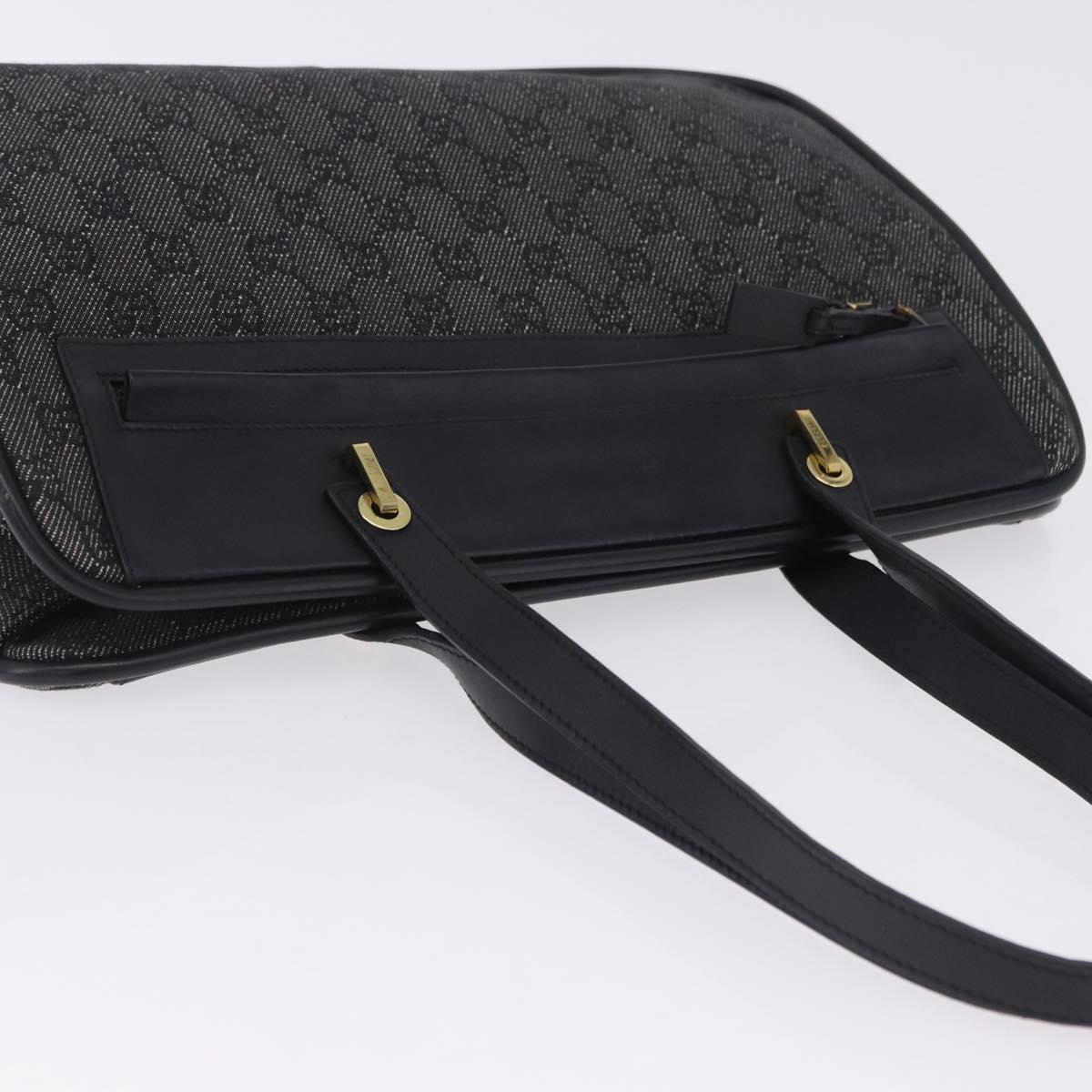 GUCCI GG Canvas Tote Bag Black Gold 92730 Auth 203446V