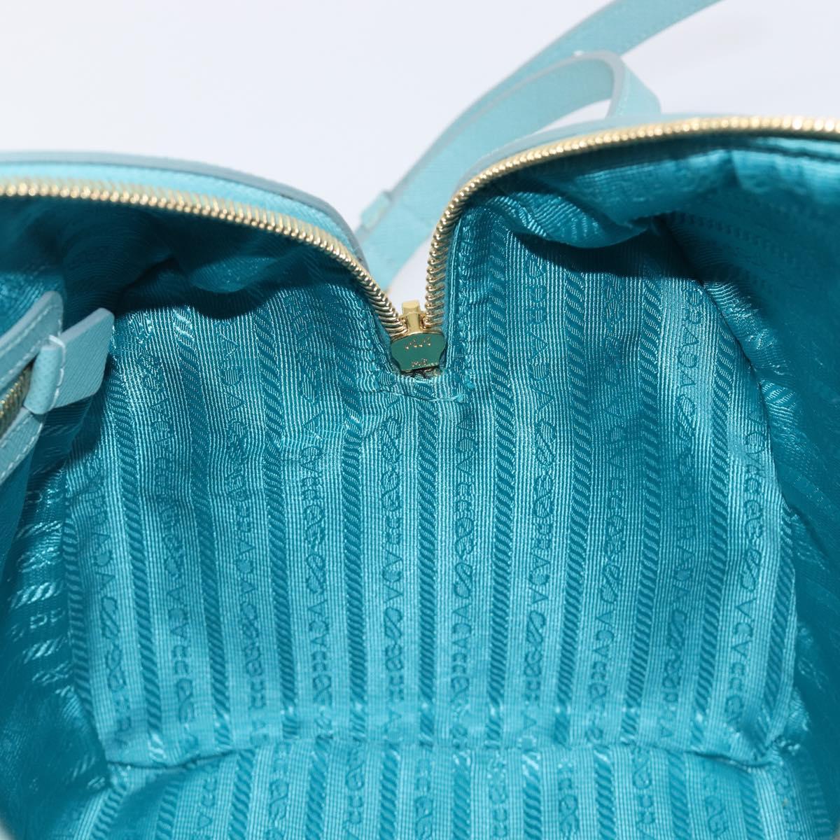 PRADA Boston Bag Saffiano leather 2way Light Blue Gold Auth 203450M