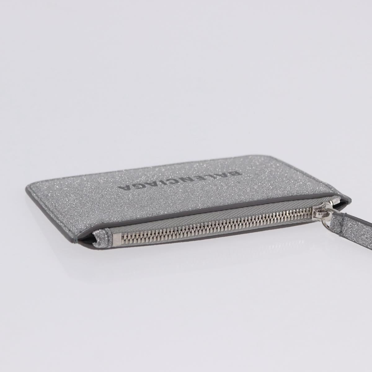 BALENCIAGA Every Day Coin Purse Leather Silver 581306 Auth 203452V