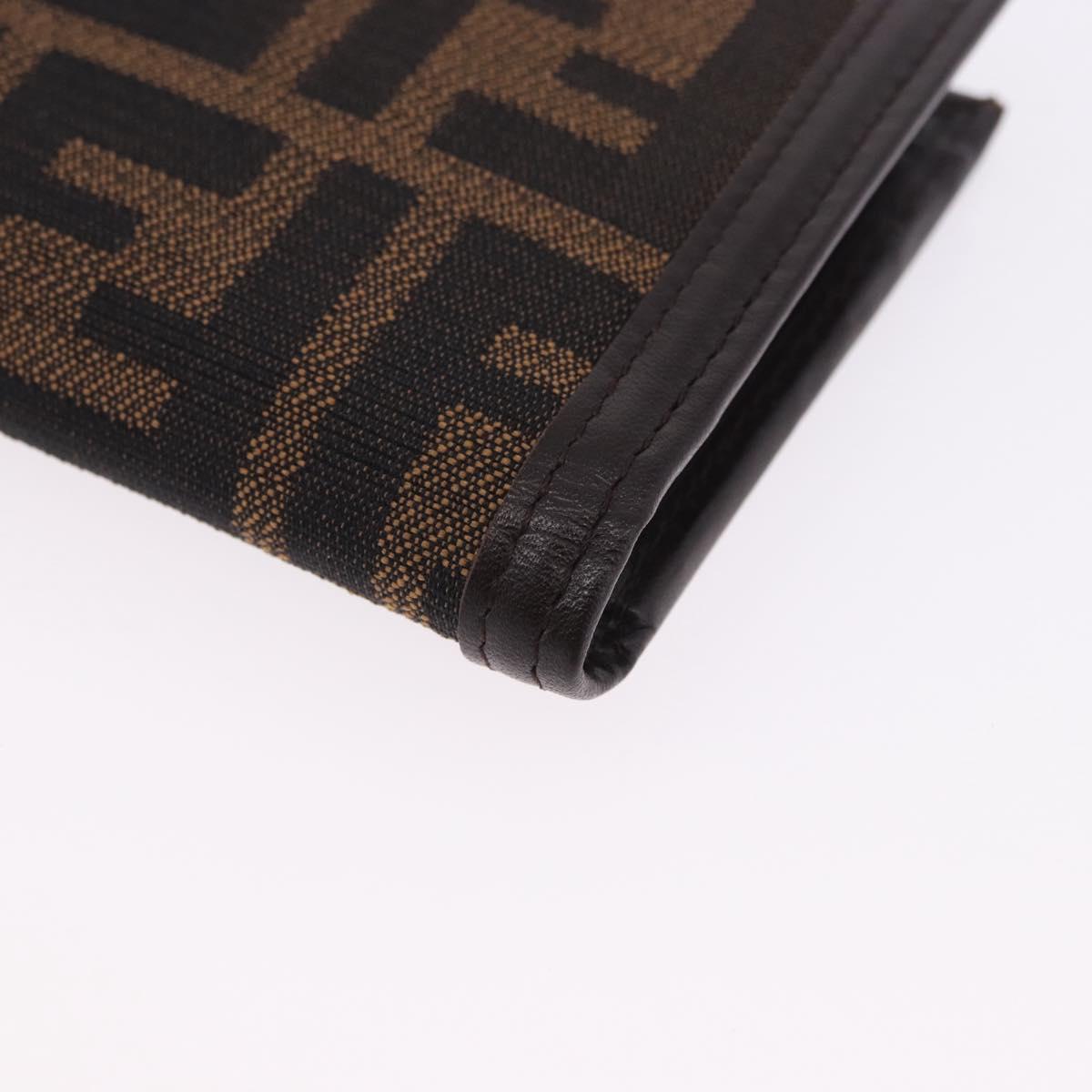 FENDI Zucca Canvas Long Wallet Black Brown Auth 203453V