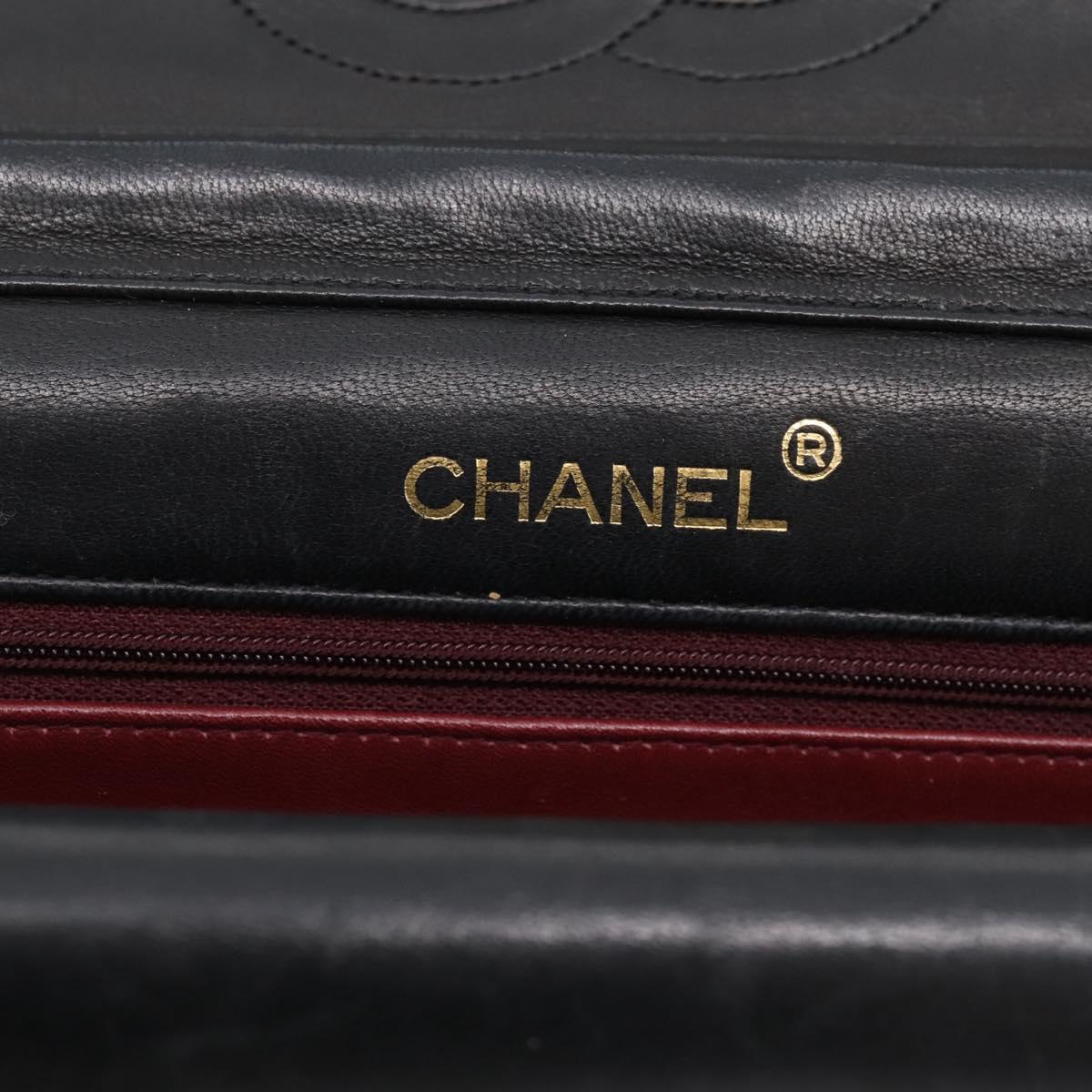 CHANEL Matelasse Chain Shoulder Bag Lamb Skin Black Gold CC Auth 203454V