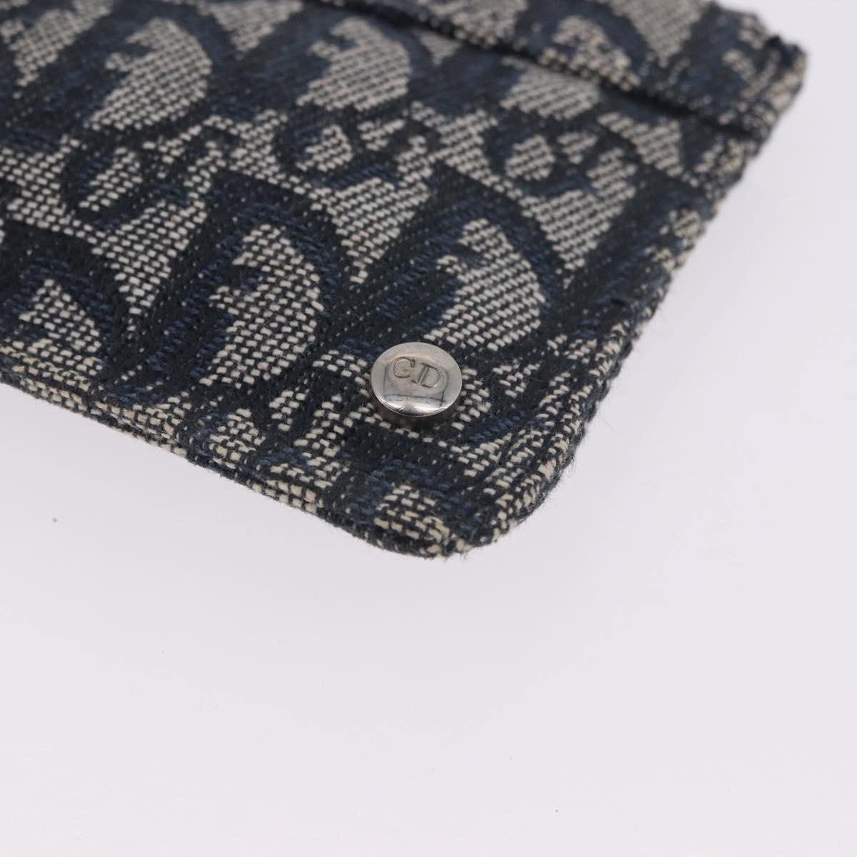 Christian Dior Trotter Canvas Pouch Navy Silver Auth 203455A