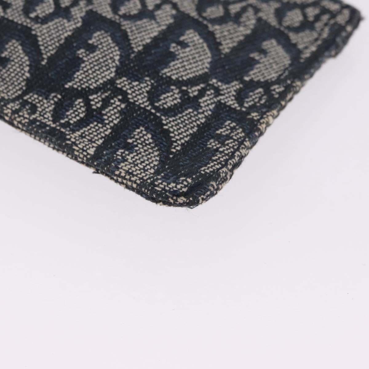 Christian Dior Trotter Canvas Pouch Navy Silver Auth 203455A