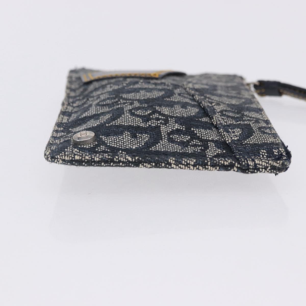 Christian Dior Trotter Canvas Pouch Navy Silver Auth 203455A