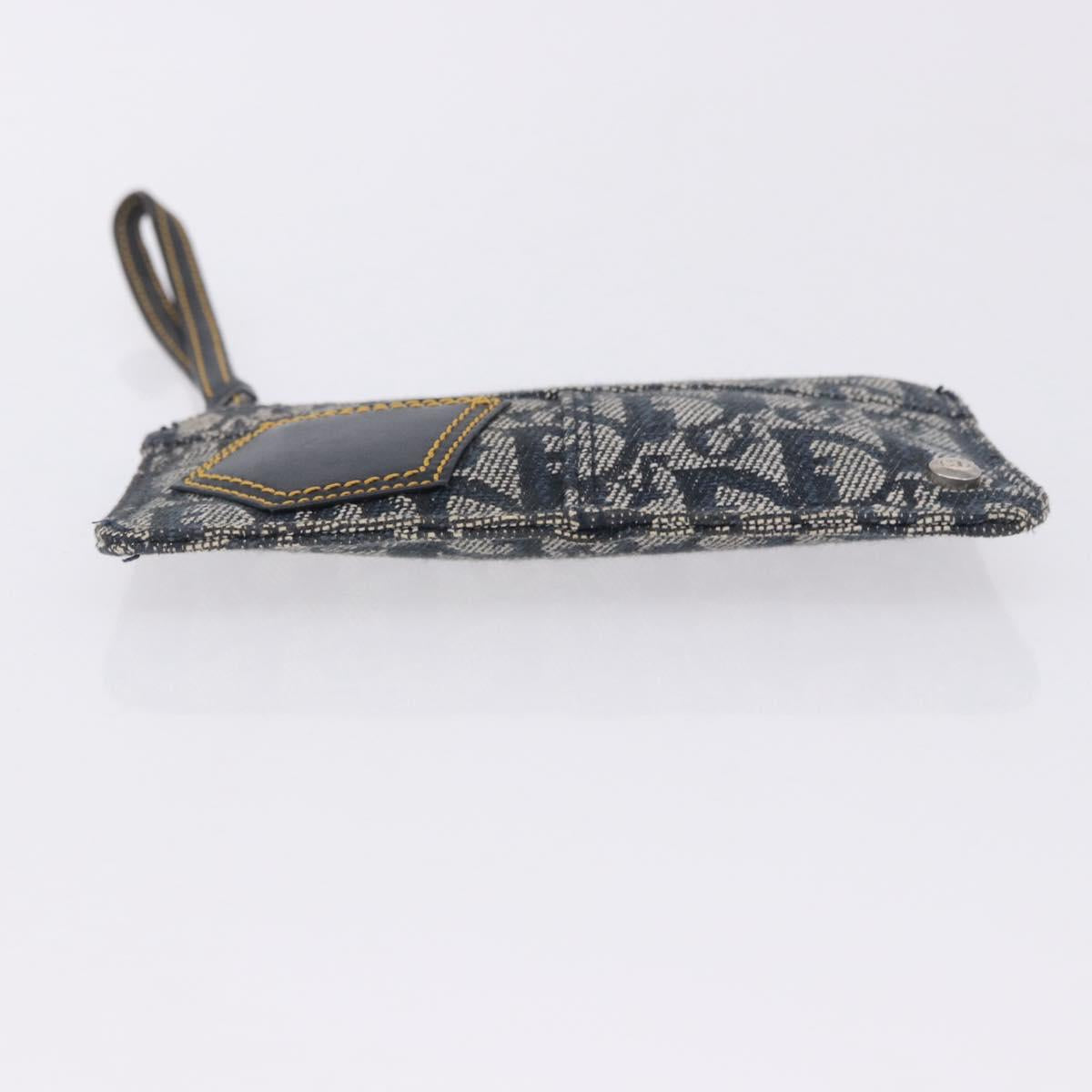 Christian Dior Trotter Canvas Pouch Navy Silver Auth 203455A