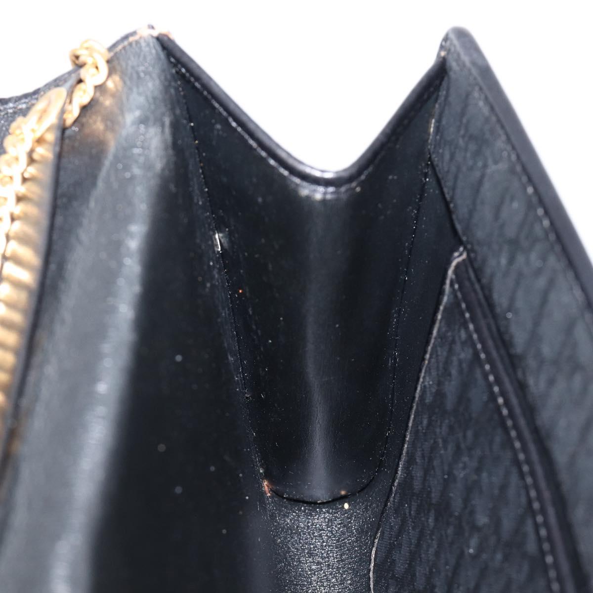Christian Dior Trotter Canvas Chain Shoulder Bag Black Gold Auth 203456
