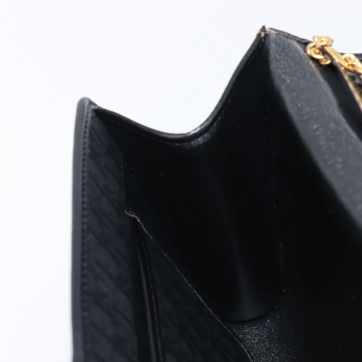 Christian Dior Trotter Canvas Chain Shoulder Bag Black Gold Auth 203456