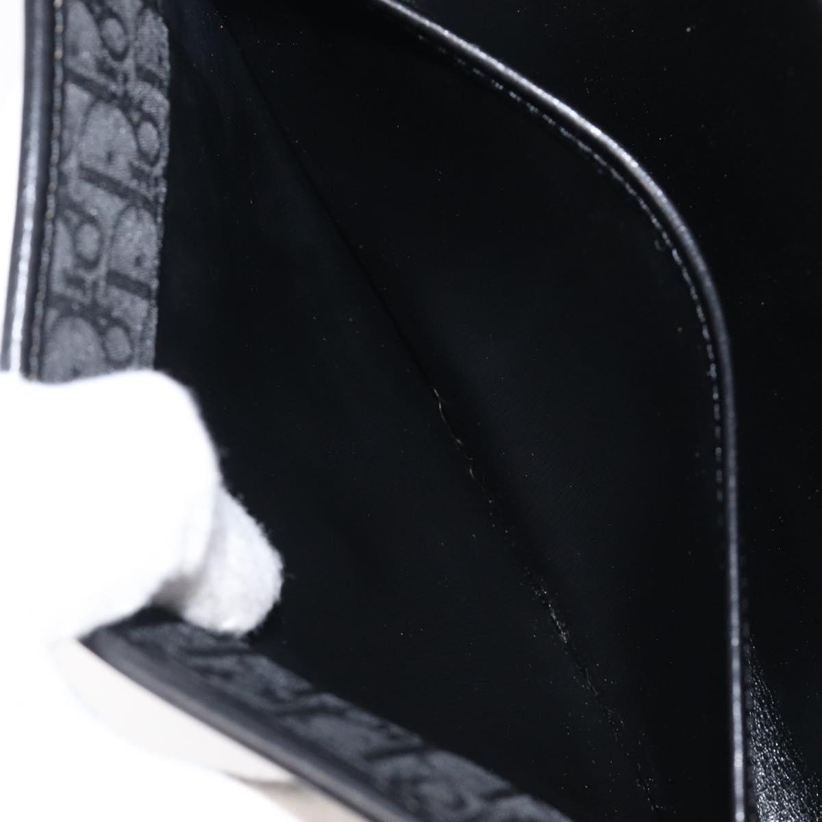 Christian Dior Trotter Canvas Chain Shoulder Bag Black Gold Auth 203456