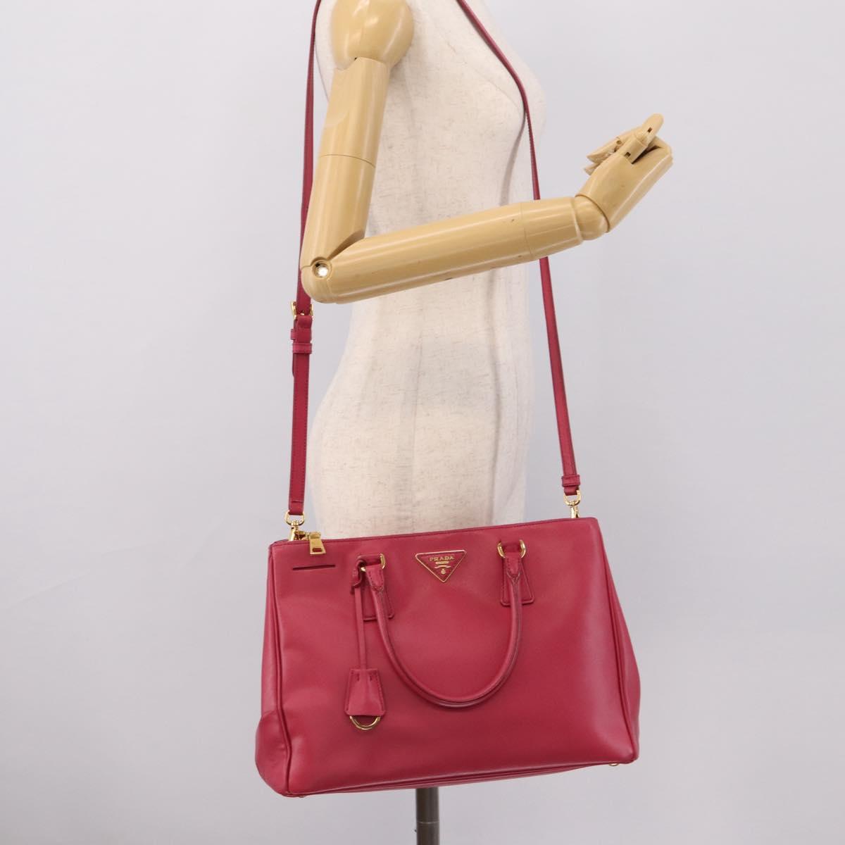 PRADA Galleria Hand Bag Safiano Leather 2way Pink Gold Auth 203457V