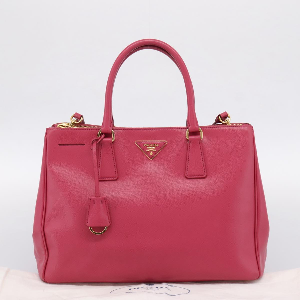 PRADA Galleria Hand Bag Safiano Leather 2way Pink Gold Auth 203457V
