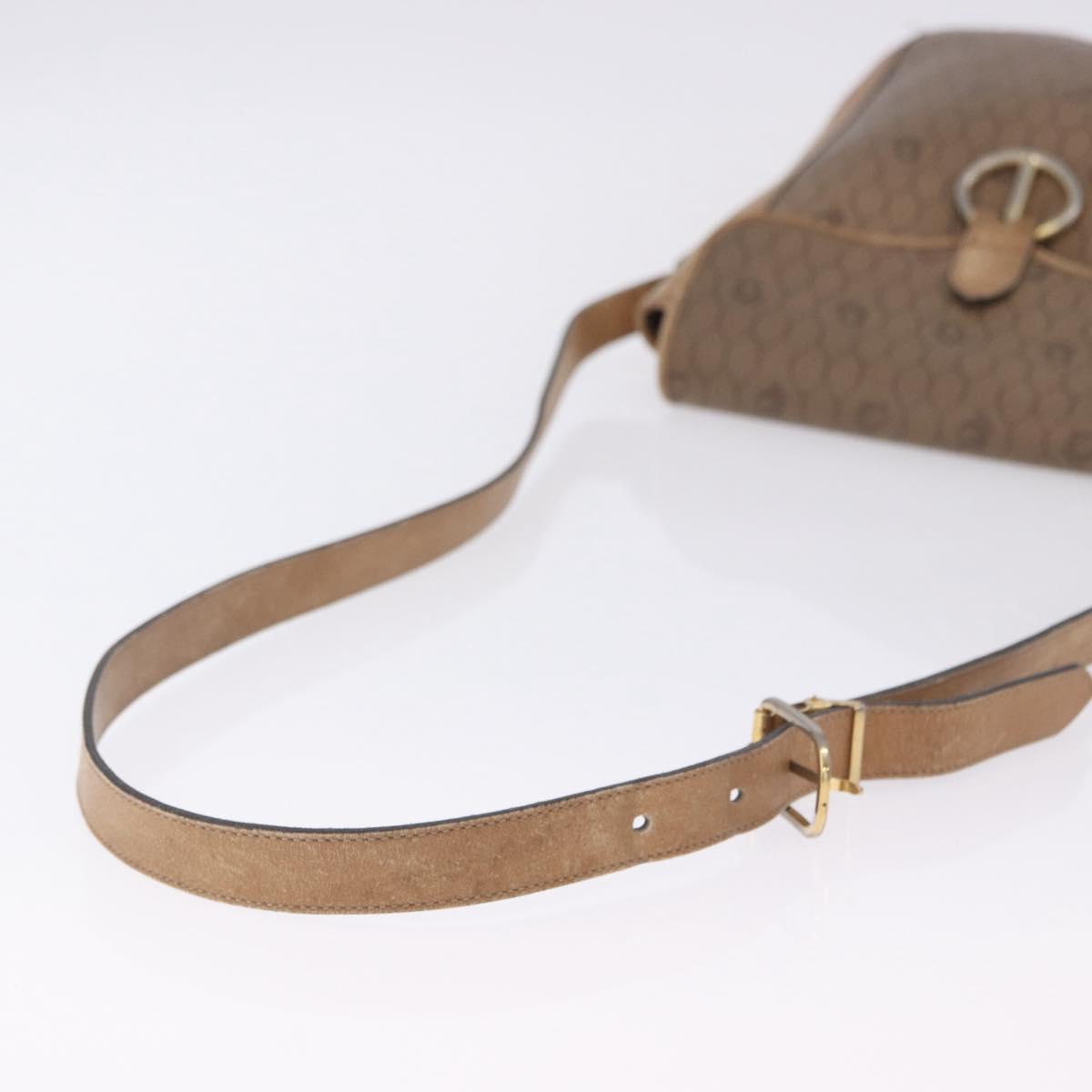 Christian Dior Honeycomb Canvas Shoulder Bag PVC Beige Gold Auth 203461