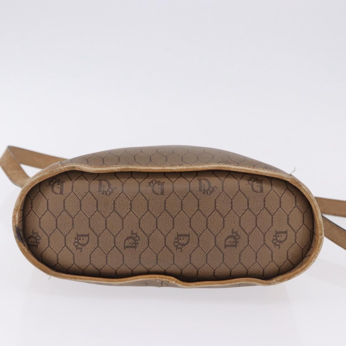 Christian Dior Honeycomb Canvas Shoulder Bag PVC Beige Gold Auth 203461