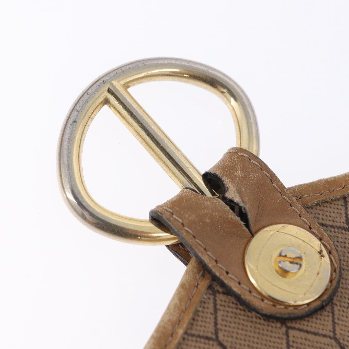 Christian Dior Honeycomb Canvas Shoulder Bag PVC Beige Gold Auth 203461