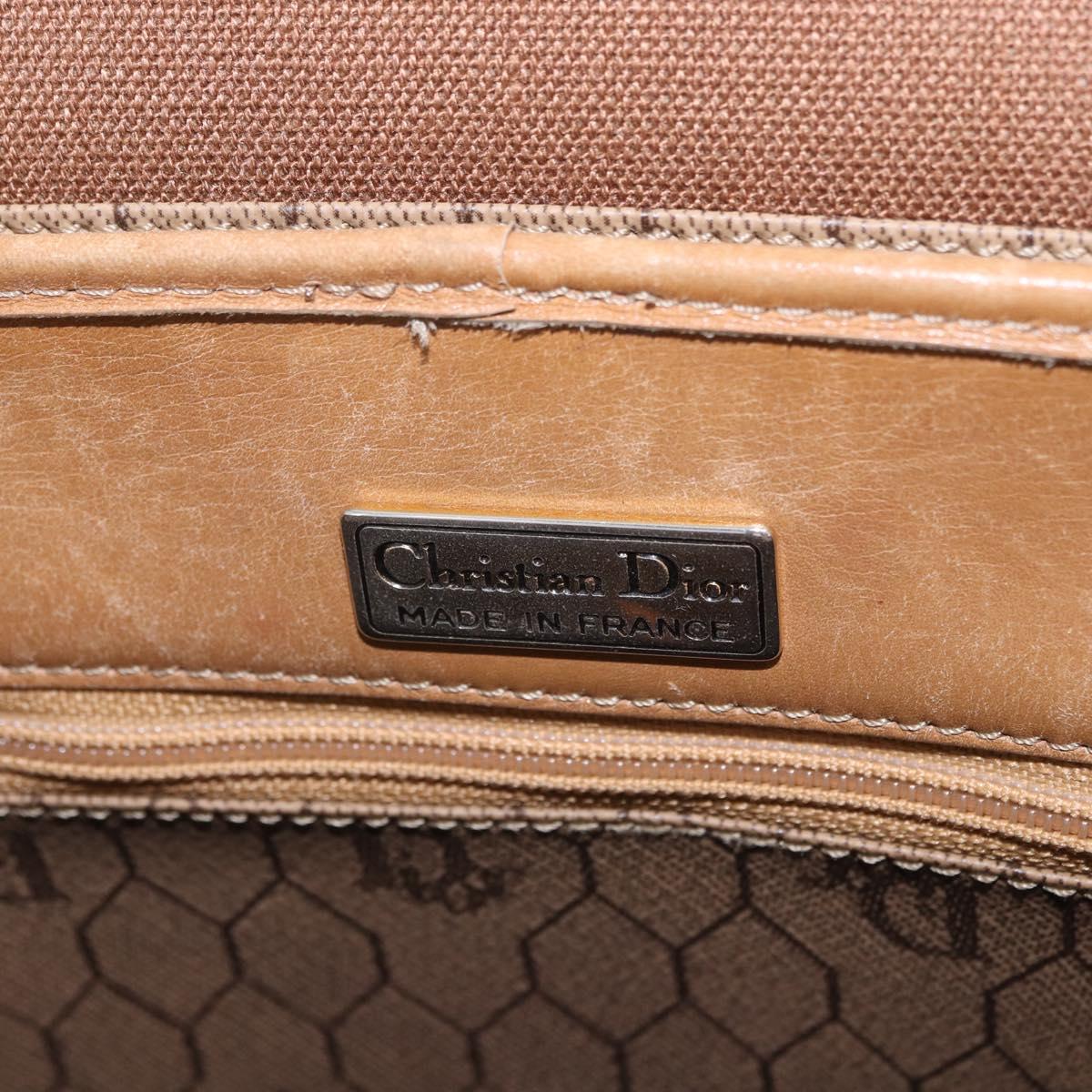 Christian Dior Honeycomb Canvas Shoulder Bag PVC Beige Gold Auth 203461