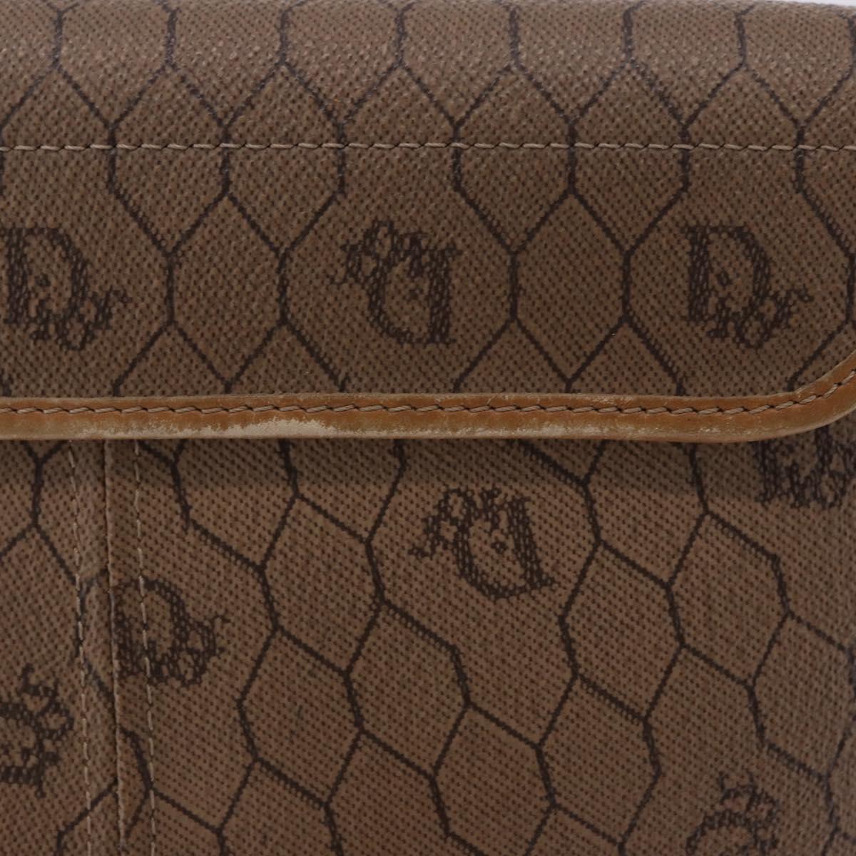 Christian Dior Honeycomb Canvas Shoulder Bag PVC Beige Gold Auth 203461