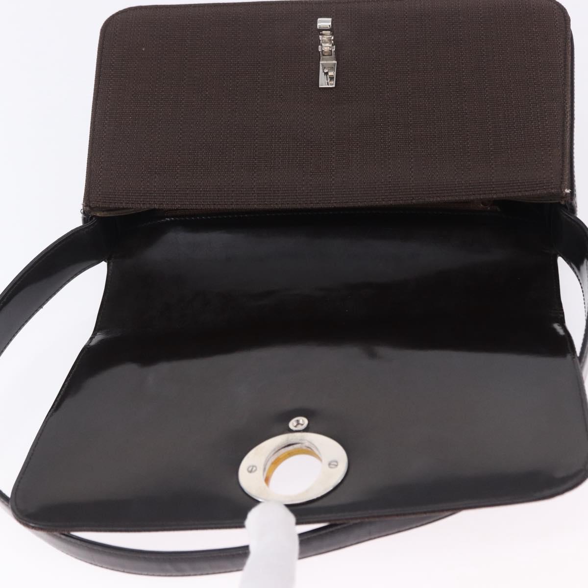 Christian Dior Shoulder Bag Canvas Brown Silver Auth 203462A