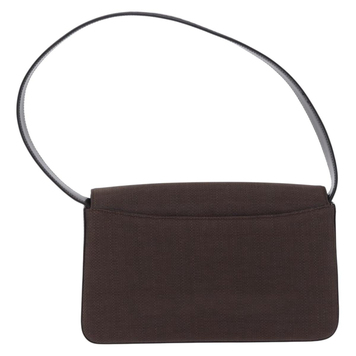Christian Dior Shoulder Bag Canvas Brown Silver Auth 203462A
