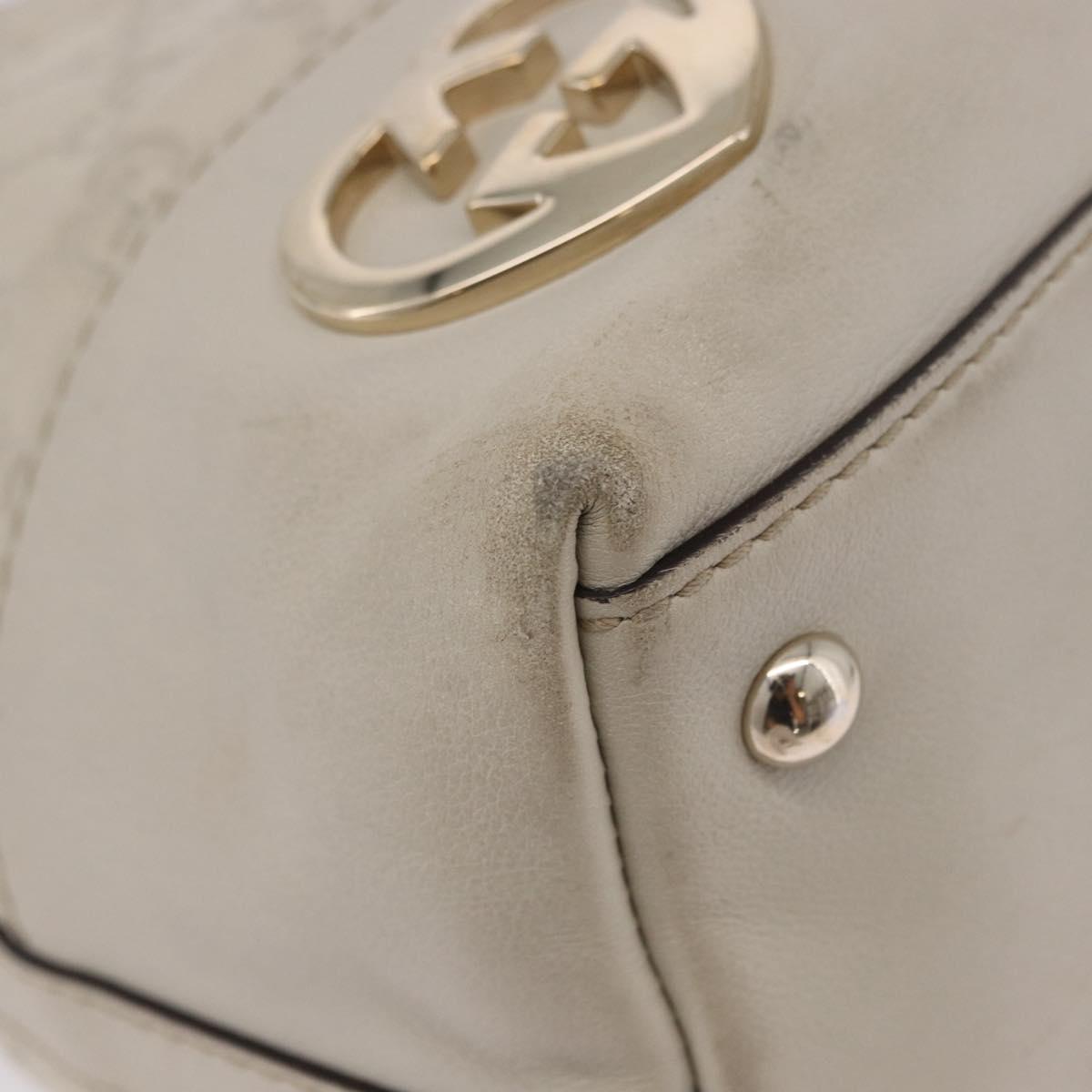 GUCCI GG Canvas Guccissima Shoulder Bag Leather Ivory Gold 257070 Auth 203463A